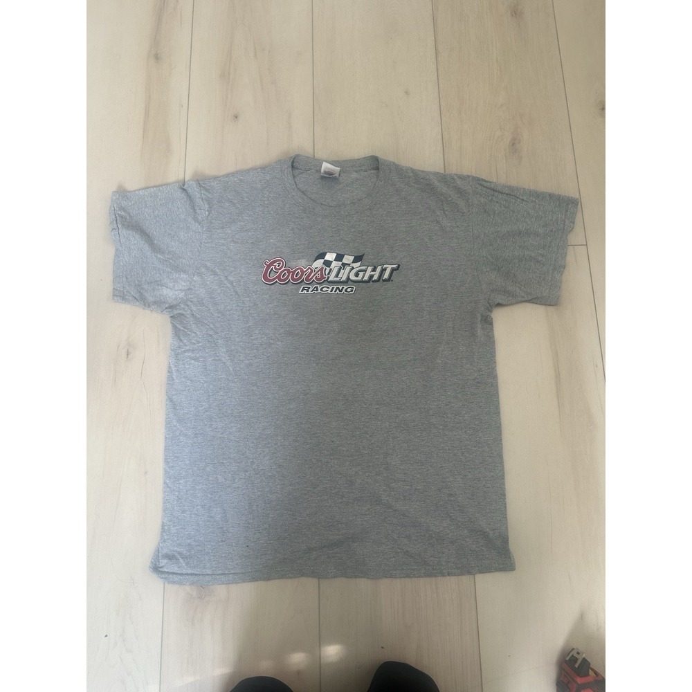 Vintage Fruit of the Loom Heavy Cotton Coors Light Racing Graphic T-Shirt Gray L